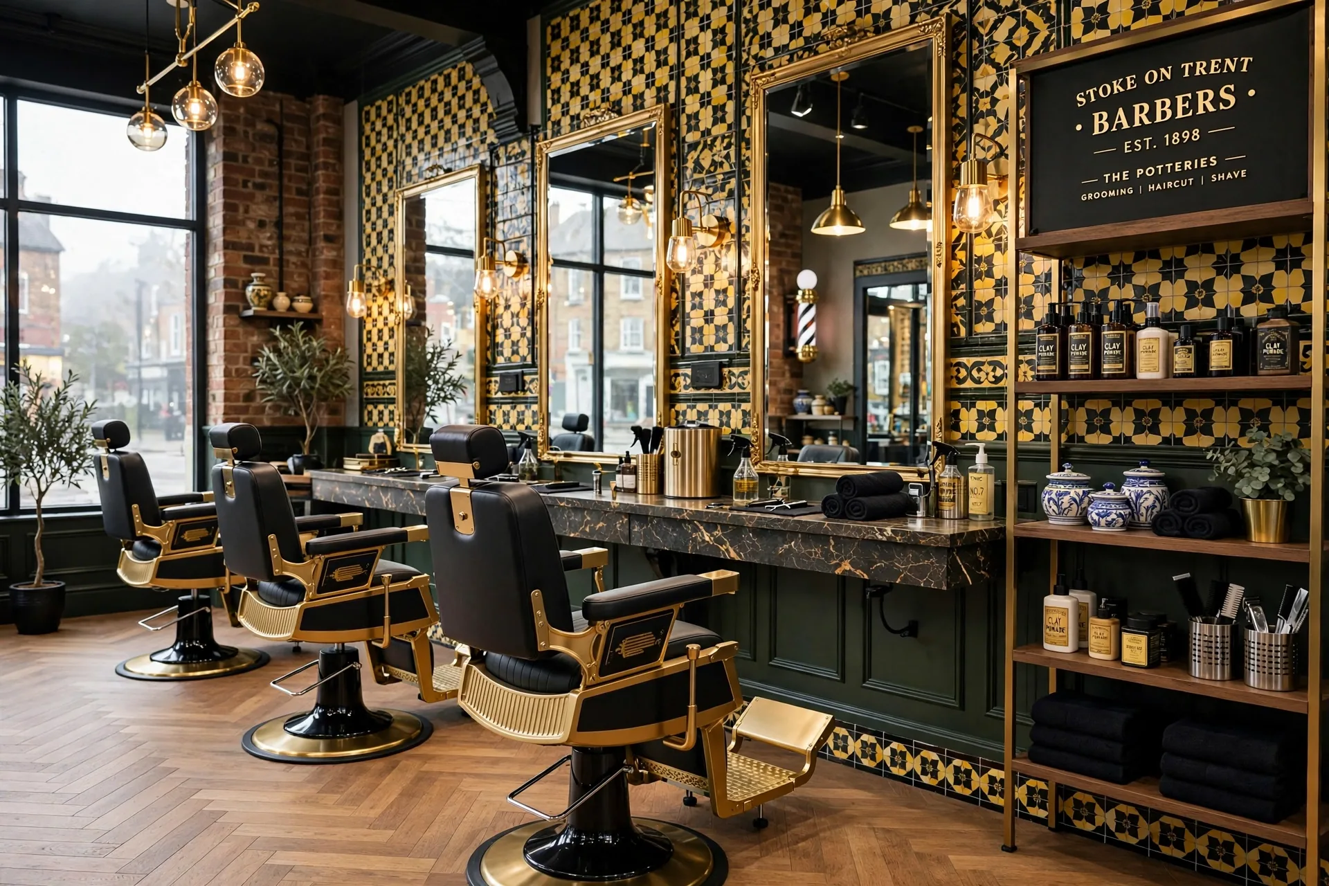 Premium luxury barber shop interior Stoke on Trent