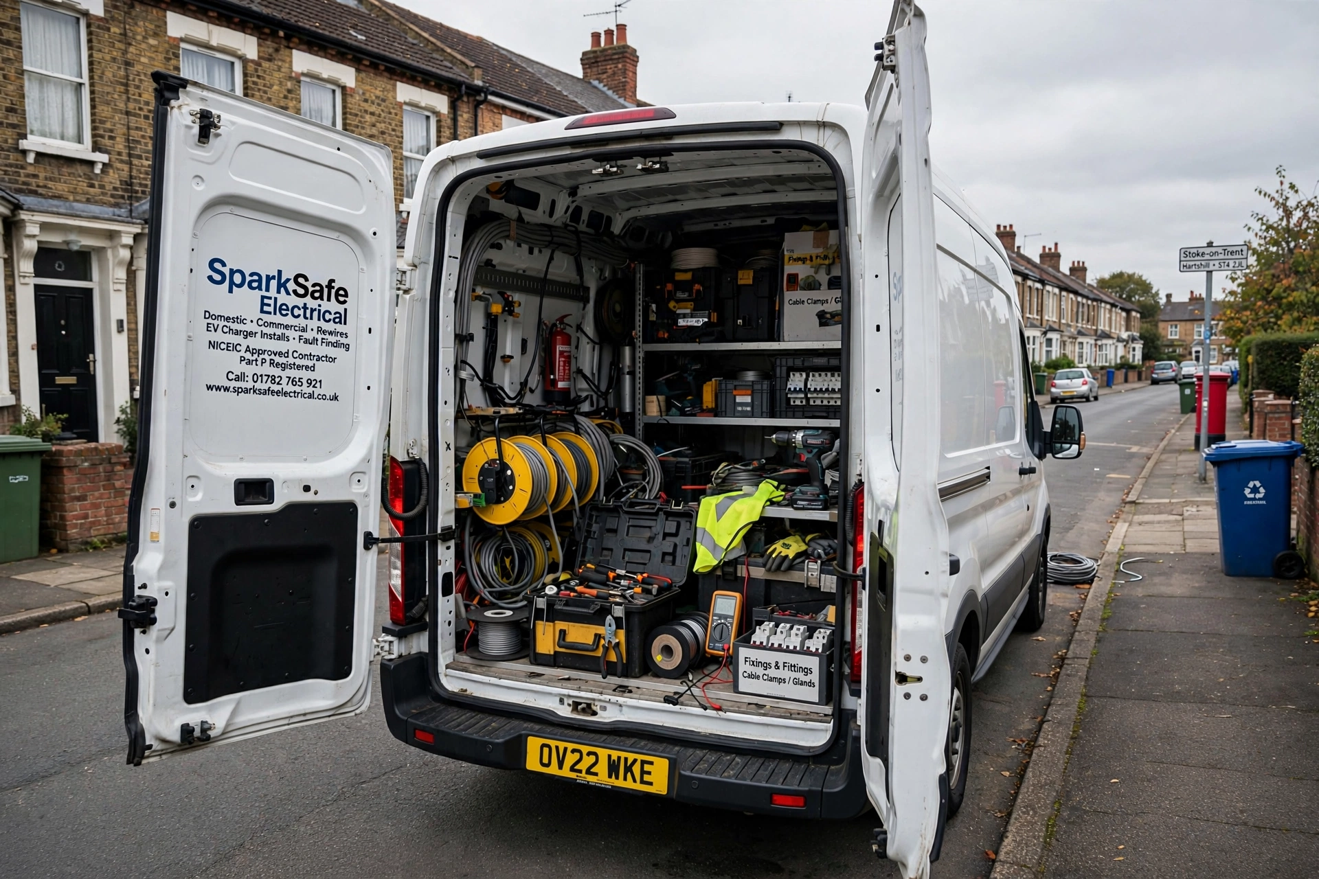 SWDS electrician van tools cable reels Stoke